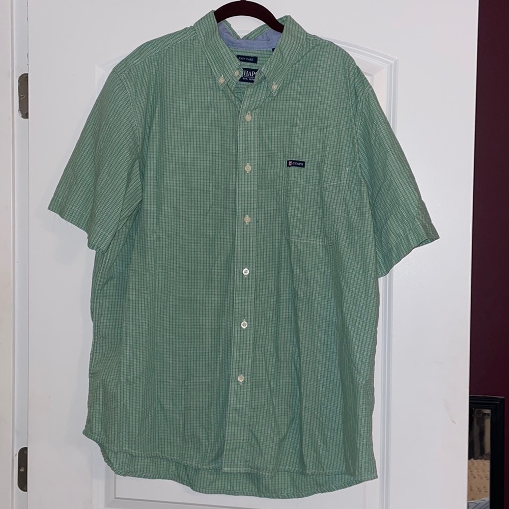 Green & Blue Plaid Chaps Dress Shirt